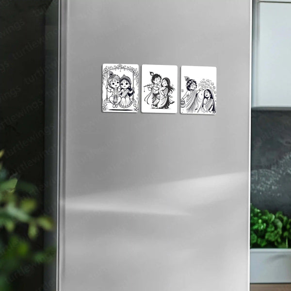 πΈ Radha-Krishna β Set of 3 Fridge Magnets