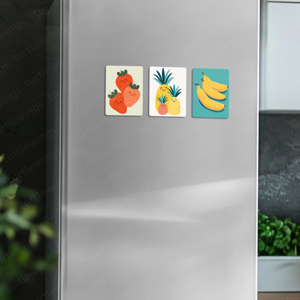 Fridge Magnets |Fruits Art Fridge Magnet Set – Set of 3 & 10 Colorful Metal Magnets (60x80mm)