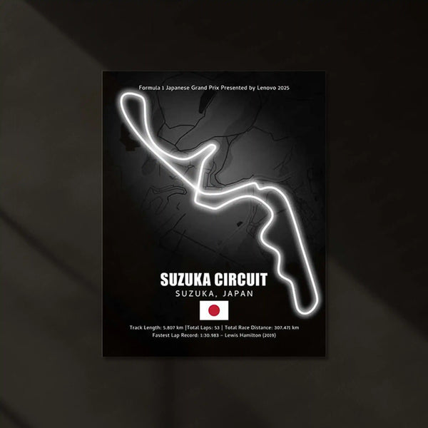 LED | π―π΅ Suzuka Circuit Neon LED Metal Poster β Glowing Japanese F1 Track Wall Art - TURTLEWINGS
