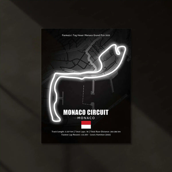 LED | ๐๏ธ Monza Circuit Neon LED Metal Poster โ Glowing Temple of Speed Wall Art - TURTLEWINGS