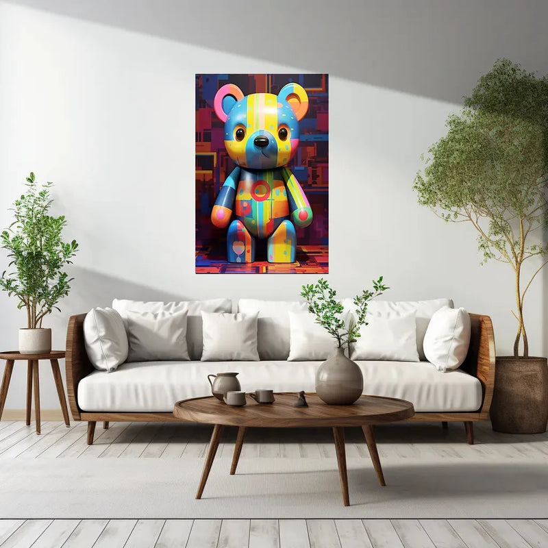 Cute Teddy Bear Metal Poster – Adorable & Cozy Wall Art - TURTLEWINGS