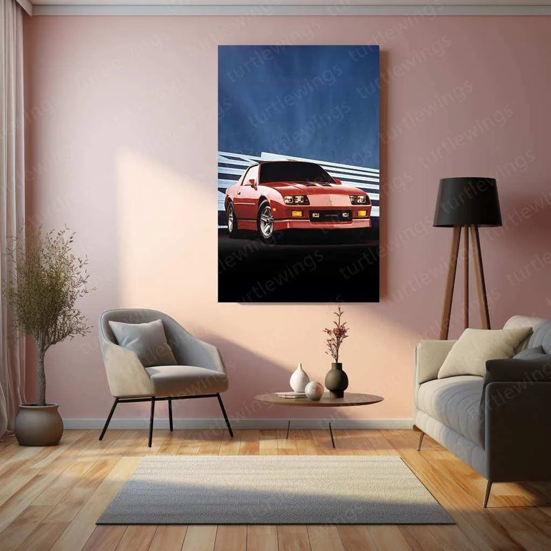 1987 Chevrolet Camaro Z28 IROC-Z Metal Poster | Classic Muscle Car Wall Art Description: - TURTLEWINGS