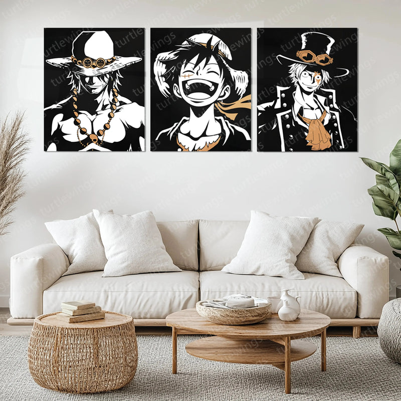 Anime Metal Poster | Ace, Luffy & Sabo Metal Poster Set – One Piece Brothers Wall Art Collection - TURTLEWINGS