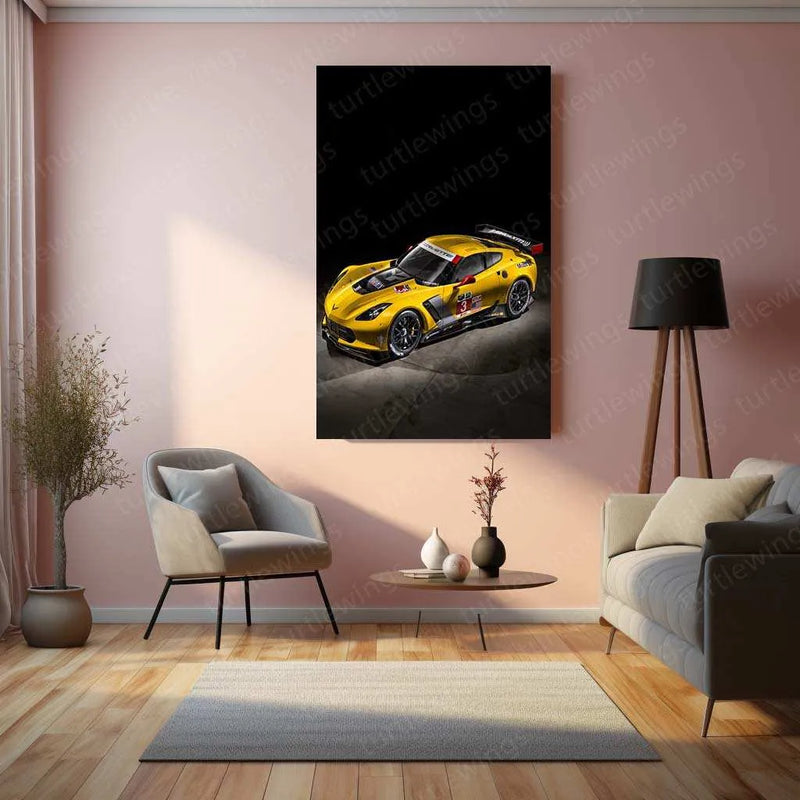 2014 Chevrolet Corvette C7R Metal Poster | High-Performance Race Car Wall Art - TURTLEWINGS