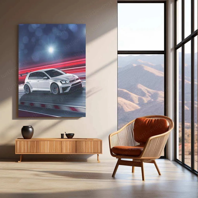 2016 Volkswagen Golf GTI TCR Metal Poster | High-Performance Hatchback Art - TURTLEWINGS