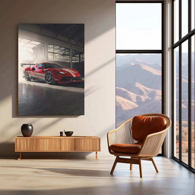 2024 Ferrari 296 Challenge (005) Metal Poster | High-Performance Racing Art - TURTLEWINGS
