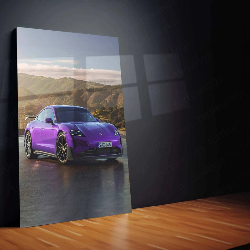 2025 Porsche Taycan Turbo GT Metal Poster | High-Performance EV Art | Luxury Car Decor - TURTLEWINGS