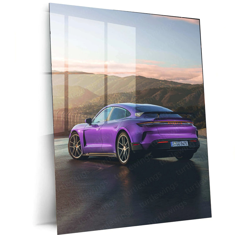 2025 Porsche Taycan Turbo GT Metal Poster | Luxury Electric Supercar Art | Performance EV Decor - TURTLEWINGS