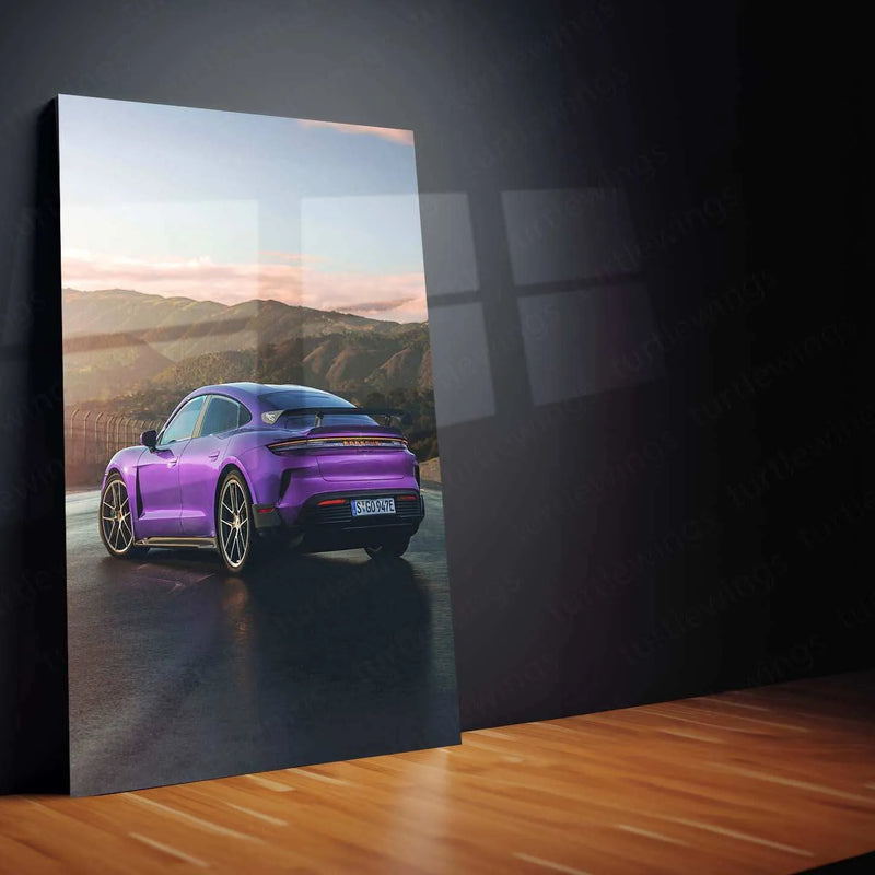 2025 Porsche Taycan Turbo GT Metal Poster | Luxury Electric Supercar Art | Performance EV Decor - TURTLEWINGS
