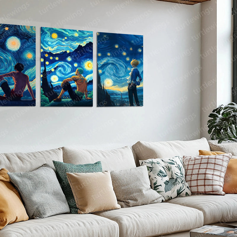 Anime Metal Poster | Luffy, Zoro & Sanji Metal Poster Set – One Piece Trio Wall Art Collection 1 - TURTLEWINGS