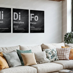 Motivational Metal Poster | Set of 3 Mindset, Discipline, Focus – Motivational Metal Poster Set for Success & Growth - TURTLEWINGS