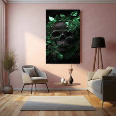 Skeleton & Nature Metal Poster | Gothic Aesthetic Wall Art | Dark Botanical Decor - TURTLEWINGS