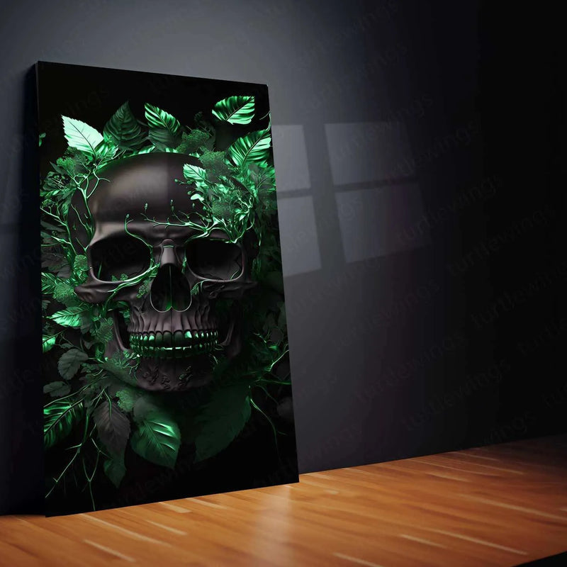 Skeleton & Nature Metal Poster | Gothic Aesthetic Wall Art | Dark Botanical Decor - TURTLEWINGS