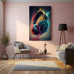 Music Abstract Art Metal Poster | Modern Soundwave Wall Decor | Vibrant Musical Aesthetic - TURTLEWINGS