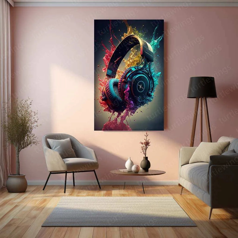 Music Abstract Art Metal Poster | Modern Soundwave Wall Decor | Vibrant Musical Aesthetic - TURTLEWINGS