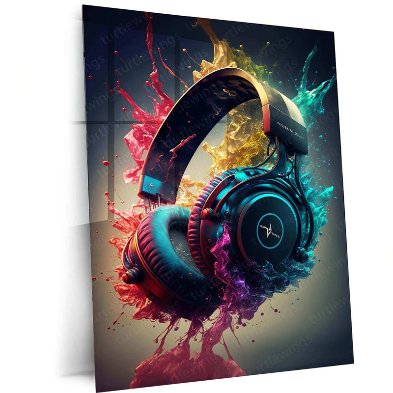 Music Abstract Art Metal Poster | Modern Soundwave Wall Decor | Vibrant Musical Aesthetic - TURTLEWINGS
