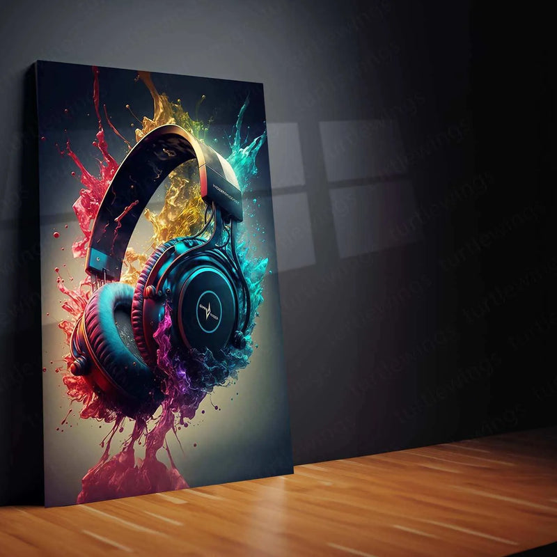 Music Abstract Art Metal Poster | Modern Soundwave Wall Decor | Vibrant Musical Aesthetic - TURTLEWINGS
