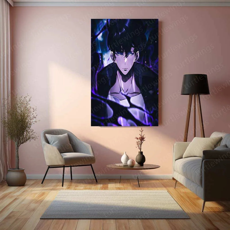 Solo Leveling Metal Poster | Sung Jin-Woo Shadow Monarch Wall Art | Anime Manhwa Decor - TURTLEWINGS