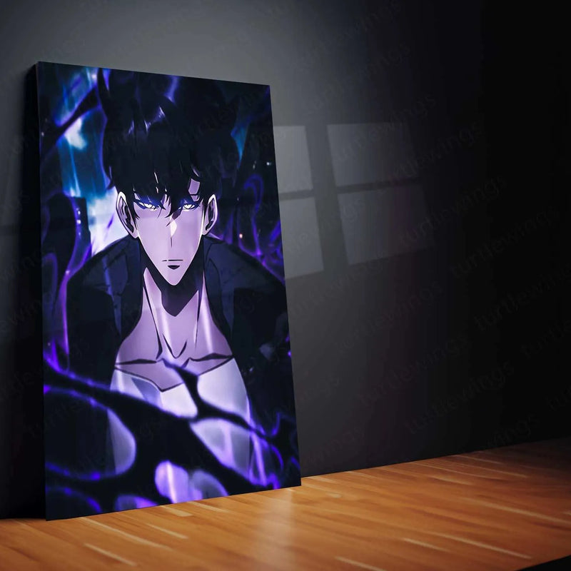 Solo Leveling Metal Poster | Sung Jin-Woo Shadow Monarch Wall Art | Anime Manhwa Decor - TURTLEWINGS