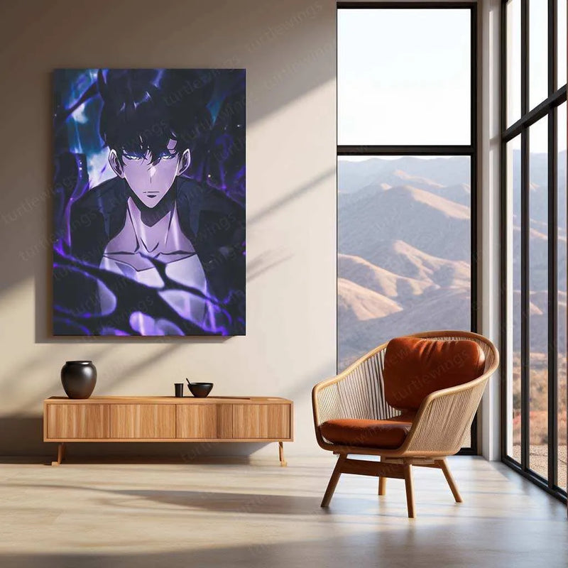 Solo Leveling Metal Poster | Sung Jin-Woo Shadow Monarch Wall Art | Anime Manhwa Decor - TURTLEWINGS