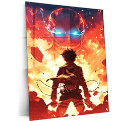 Attack on Titan Metal Poster | Anime Wall Art | Eren Yeager & Titans Design - TURTLEWINGS