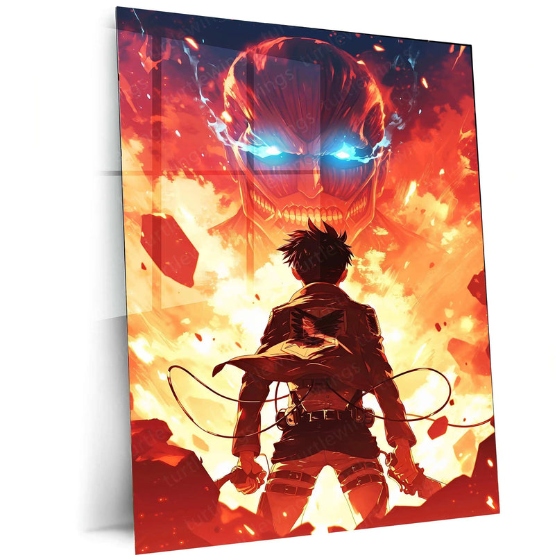 Attack on Titan Metal Poster | Anime Wall Art | Eren Yeager & Titans Design - TURTLEWINGS