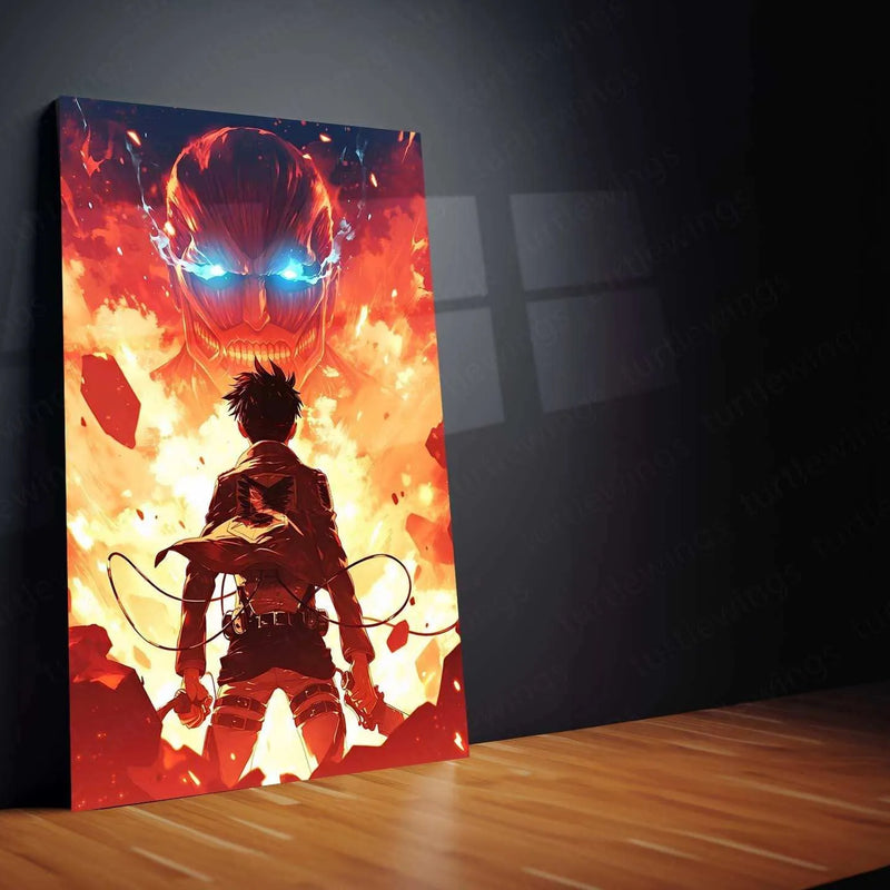 Attack on Titan Metal Poster | Anime Wall Art | Eren Yeager & Titans Design - TURTLEWINGS