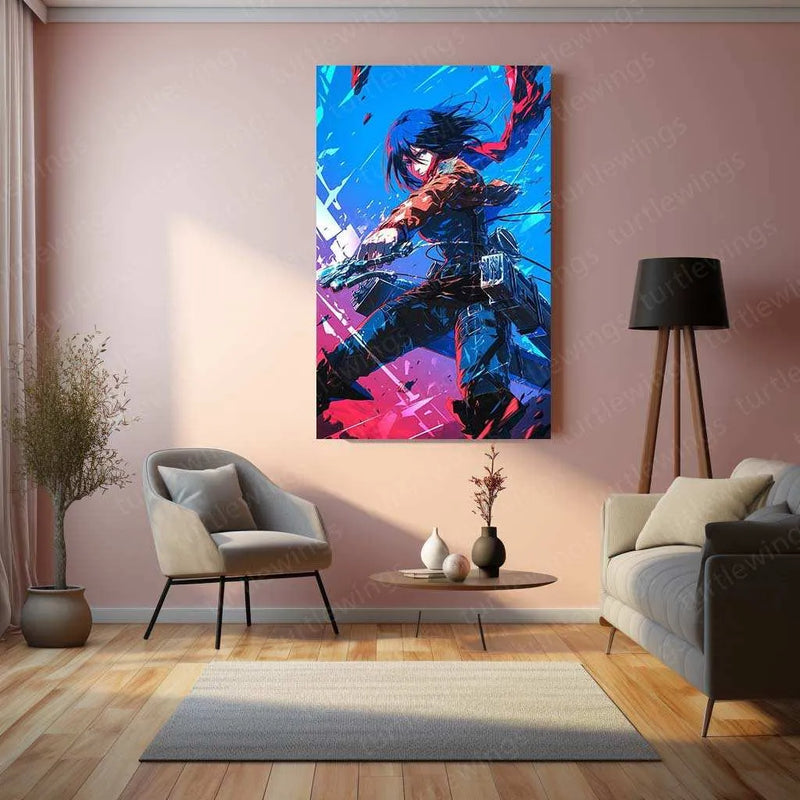 Mikasa Ackerman Attack on Titan Metal Poster | Anime Wall Art | AOT Collector’s Edition - TURTLEWINGS