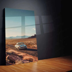 Abstract Mountain & Car Metal Poster | Scenic Automotive Wall Art | Modern Aesthetic Decor - TURTLEWINGS