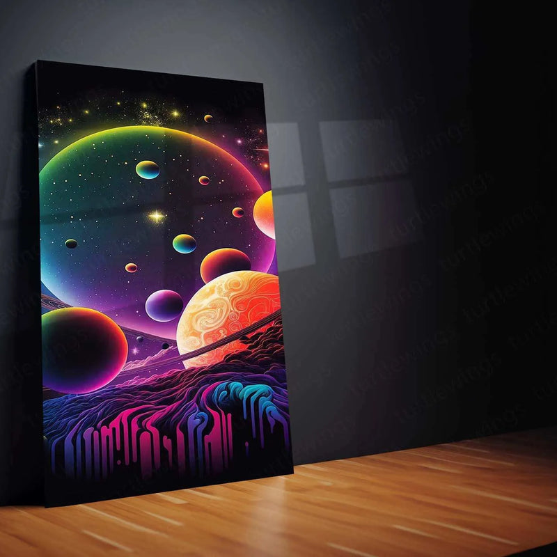 Space Abstract Art Metal Poster | Cosmic Wall Decor | Futuristic Galaxy & Nebula Print - TURTLEWINGS