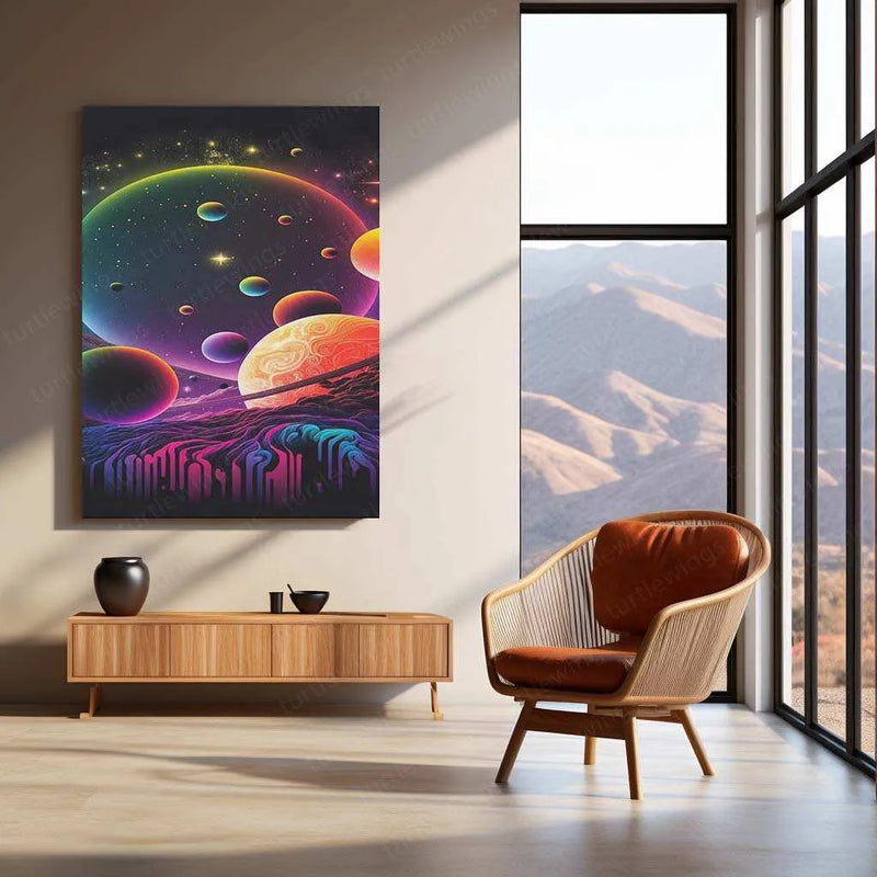 Space Abstract Art Metal Poster | Cosmic Wall Decor | Futuristic Galaxy & Nebula Print - TURTLEWINGS