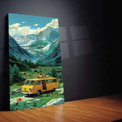 Bus Nature Abstract Art Metal Poster | Unique Urban & Natural Landscape Decor - TURTLEWINGS