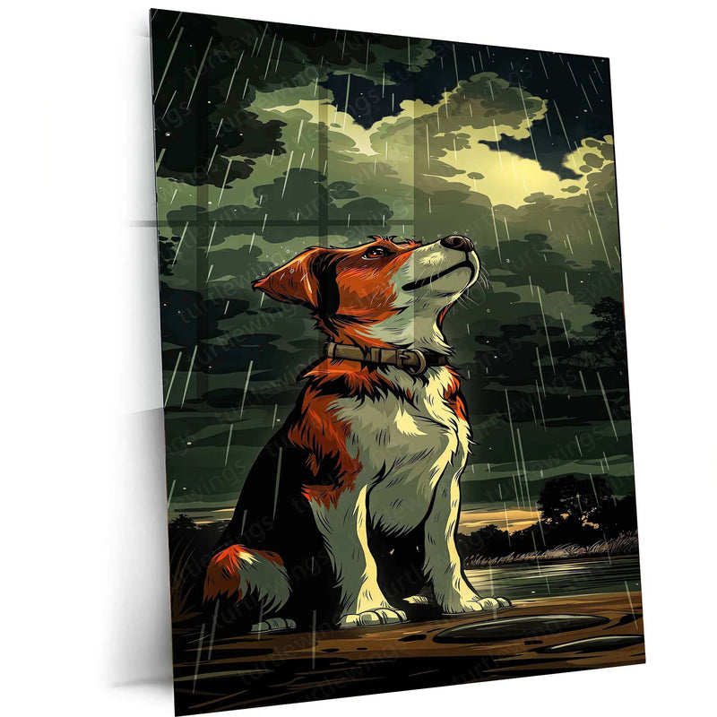 Dog Nature Abstract Art Metal Poster | Artistic Canine & Nature Fusion Wall Decor - TURTLEWINGS