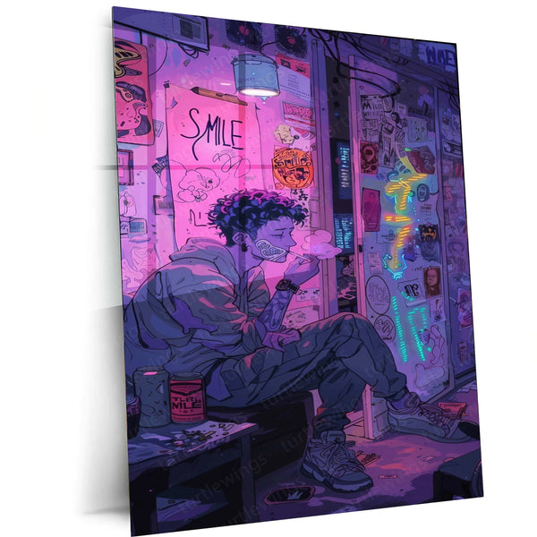 Sci-Fi boy Metal Poster | Futuristic & Intergalactic Art | Cosmic Spacewall Decor - TURTLEWINGS
