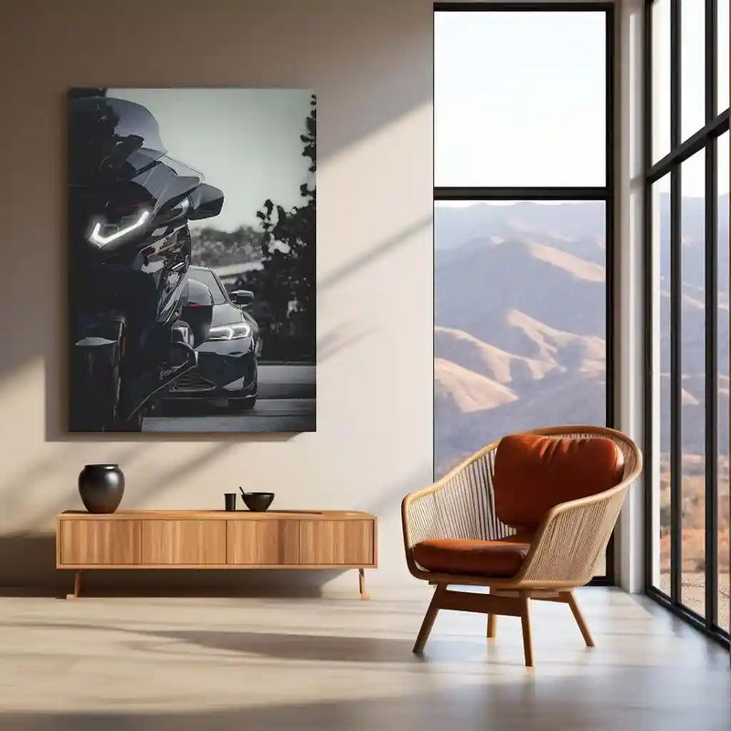 BMW Dark Edition – Bike & Car Metal Frame | Shadow Beast Duo Poster | Superbike x M Series Wall Art