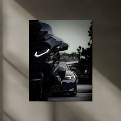 BMW Dark Edition – Bike & Car Metal Frame | Shadow Beast Duo Poster | Superbike x M Series Wall Art