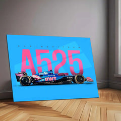 Alpine A525 Metal Frame | 2024 Formula 1 Car Wall Art - TURTLEWINGS