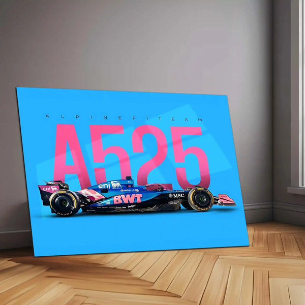 Alpine A525 Metal Frame | 2024 Formula 1 Car Wall Art - TURTLEWINGS