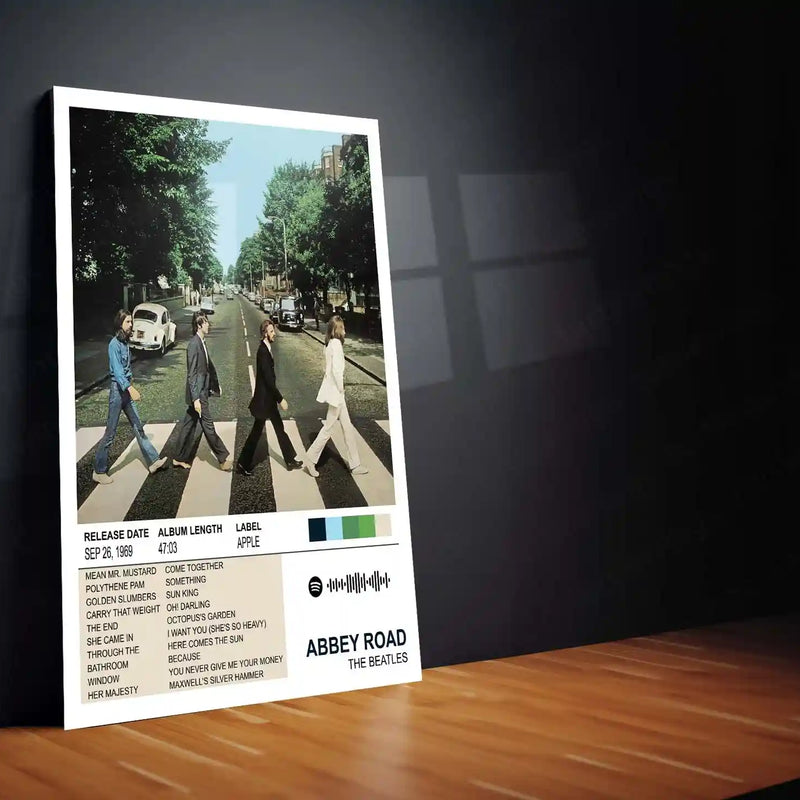 Abbey Road Metal Frame | The Beatles Iconic Album Cover | Classic Rock Wall Poster