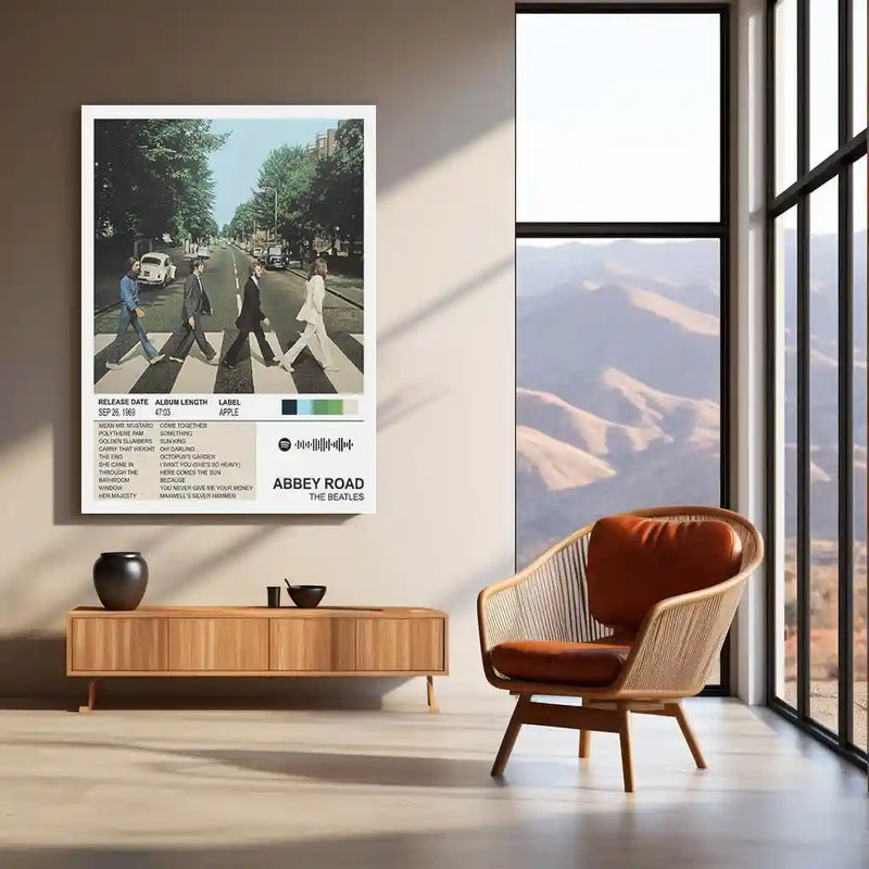 Abbey Road Metal Frame | The Beatles Iconic Album Cover | Classic Rock Wall Poster
