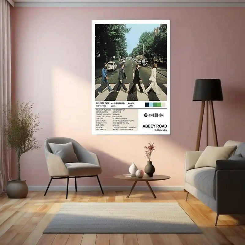 Abbey Road Metal Frame | The Beatles Iconic Album Cover | Classic Rock Wall Poster