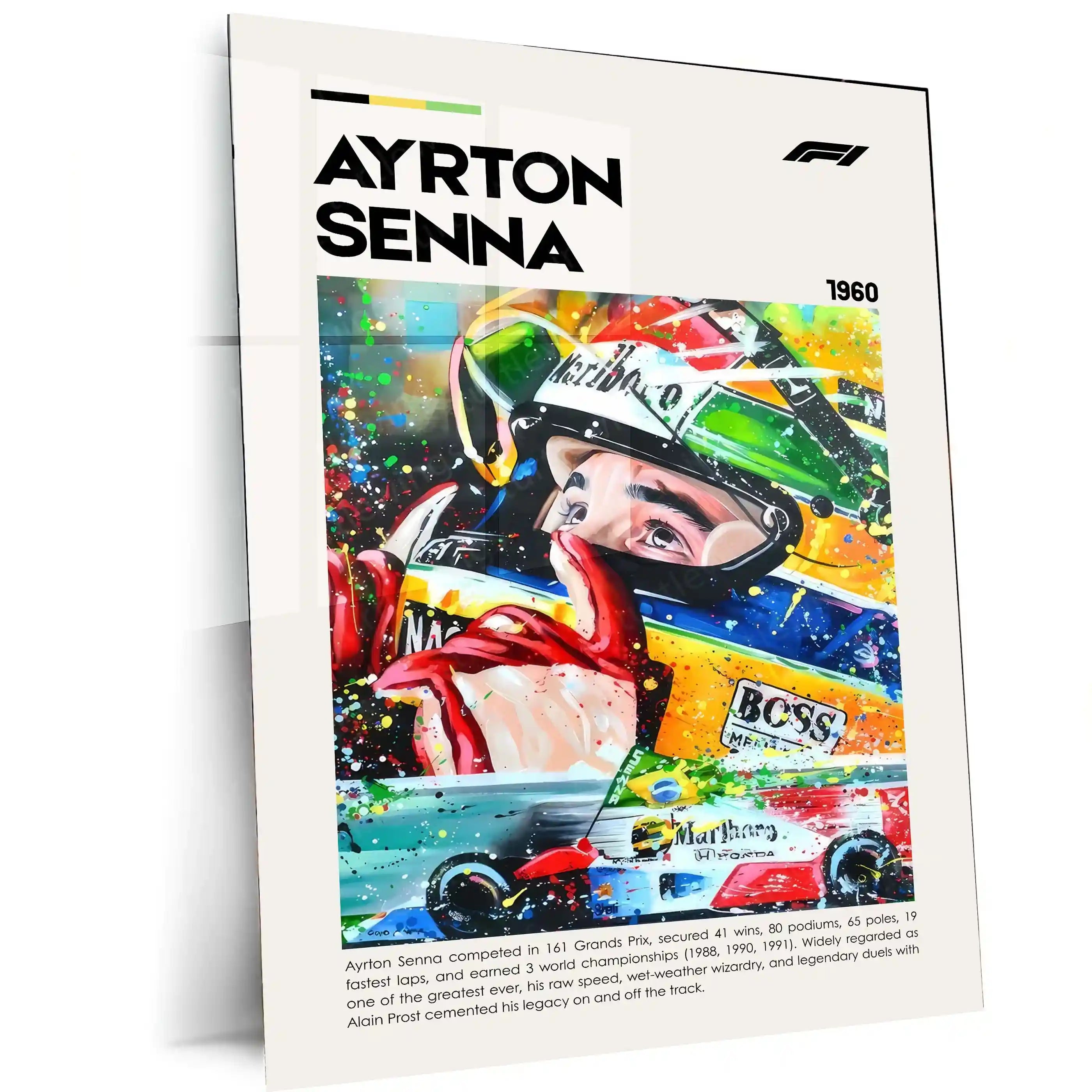 Tableau Ayrton Senna, décoration voiture f1, panneau Plaque Tableau Ayrton Senna, décoration voiture f1, panneau Plaque