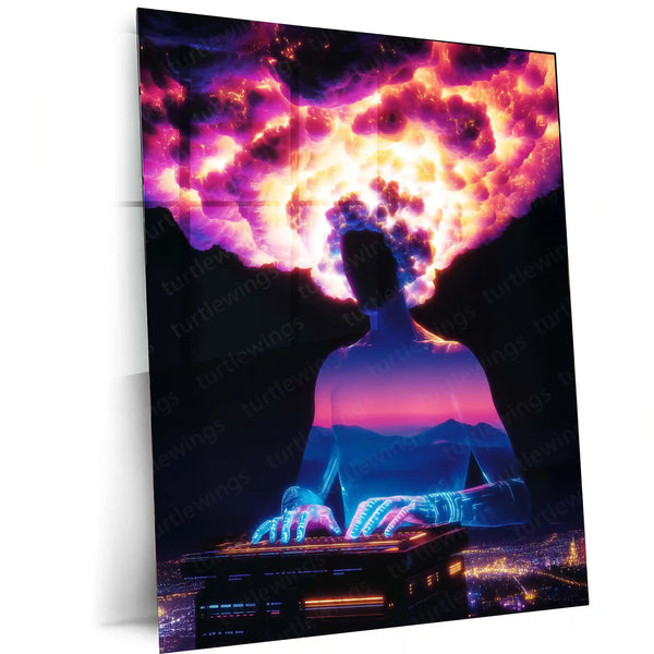 🌌 A Cosmic Being Attached | Surreal Sci-Fi Metal Frame Poster for Space & Spiritual Art Lovers - TURTLEWINGS