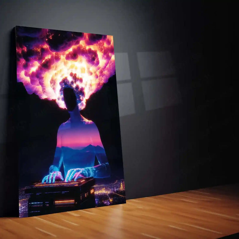 🌌 A Cosmic Being Attached | Surreal Sci-Fi Metal Frame Poster for Space & Spiritual Art Lovers - TURTLEWINGS