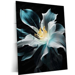 Abstract Metal Poster | Abstract Flower on Black Background – Elegant Metal Poster | Modern Art Wall Frame