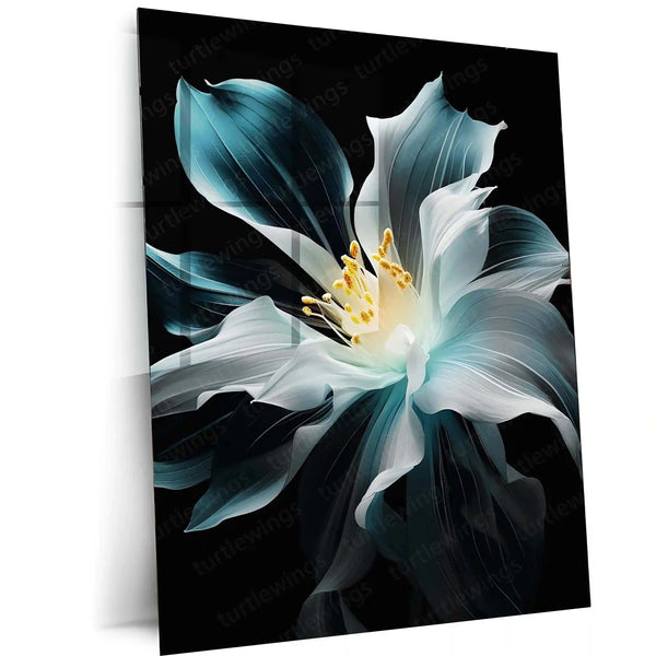 Abstract Metal Poster | Abstract Flower on Black Background – Elegant Metal Poster | Modern Art Wall Frame