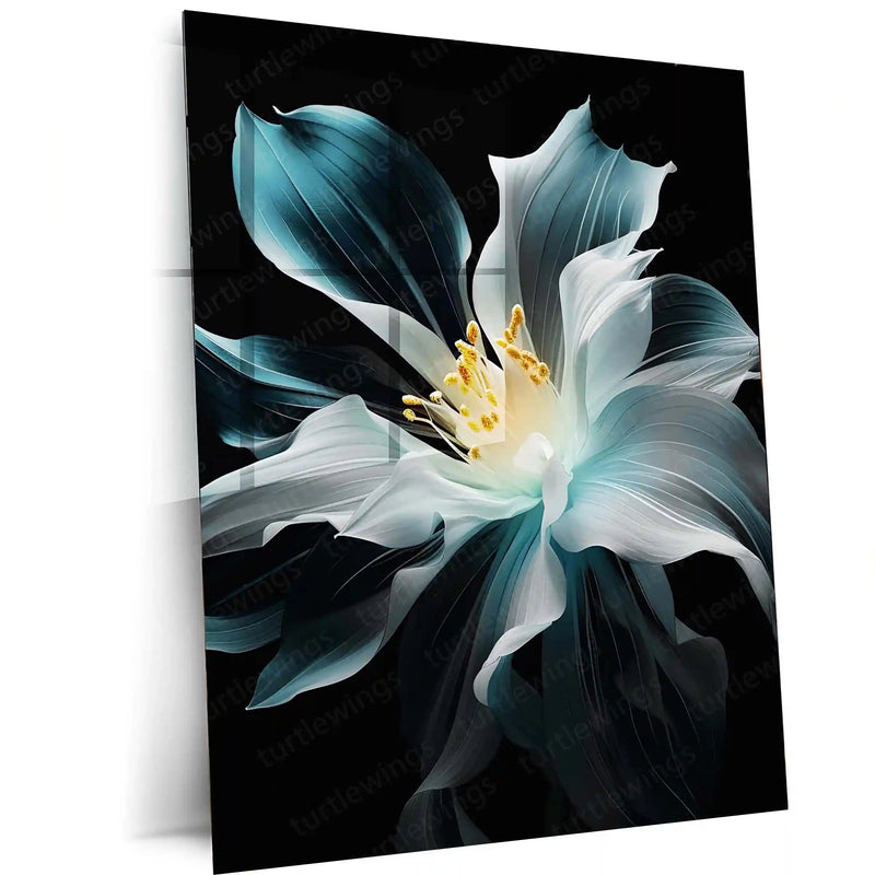 Abstract Metal Poster | Abstract Flower on Black Background – Elegant Metal Poster | Modern Art Wall Frame
