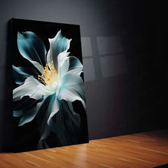 Abstract Metal Poster | Abstract Flower on Black Background – Elegant Metal Poster | Modern Art Wall Frame