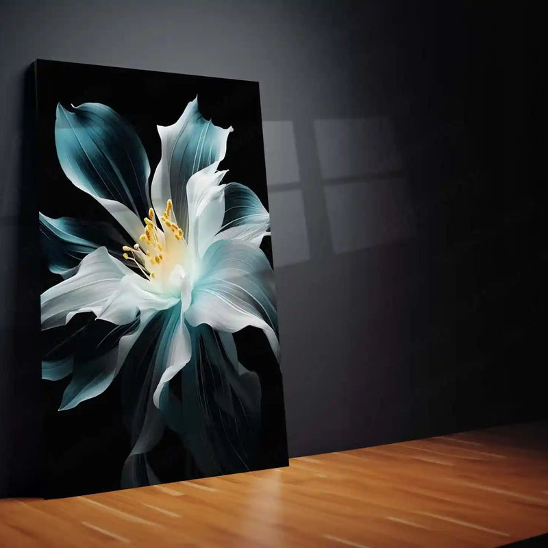 Abstract Metal Poster | Abstract Flower on Black Background – Elegant Metal Poster | Modern Art Wall Frame