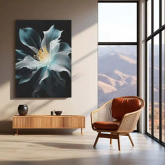 Abstract Metal Poster | Abstract Flower on Black Background – Elegant Metal Poster | Modern Art Wall Frame